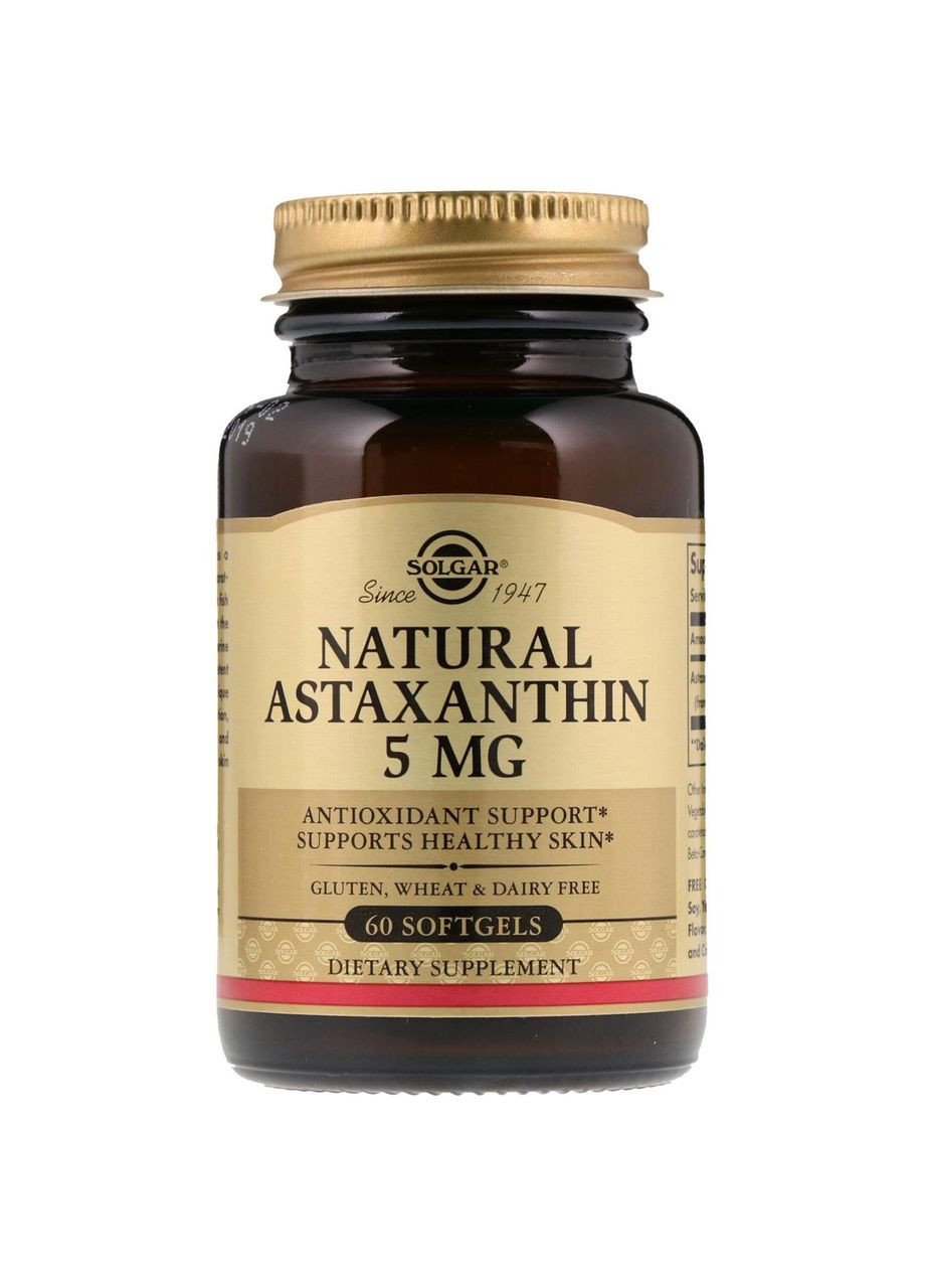 Астаксантин, 5 мг, 60 капсул Solgar (364312401)
