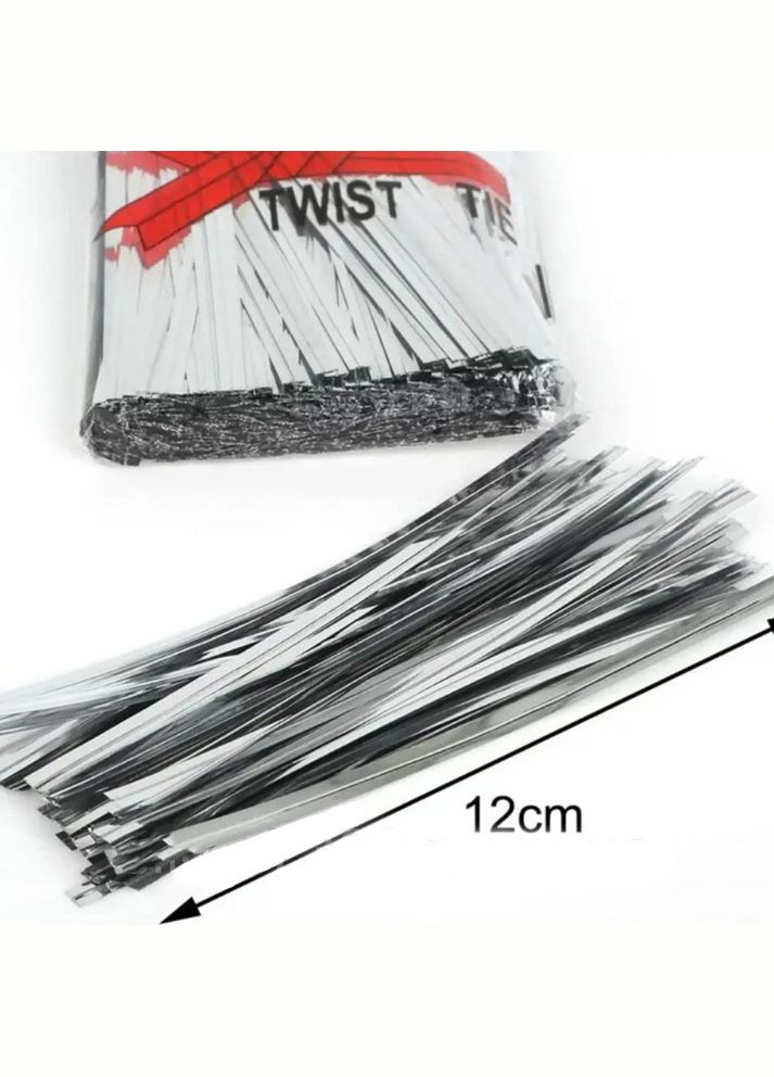 Завязка проволочная для упаковки, фольга, 12 см, серебро, 50 шт No Brand (341730638)