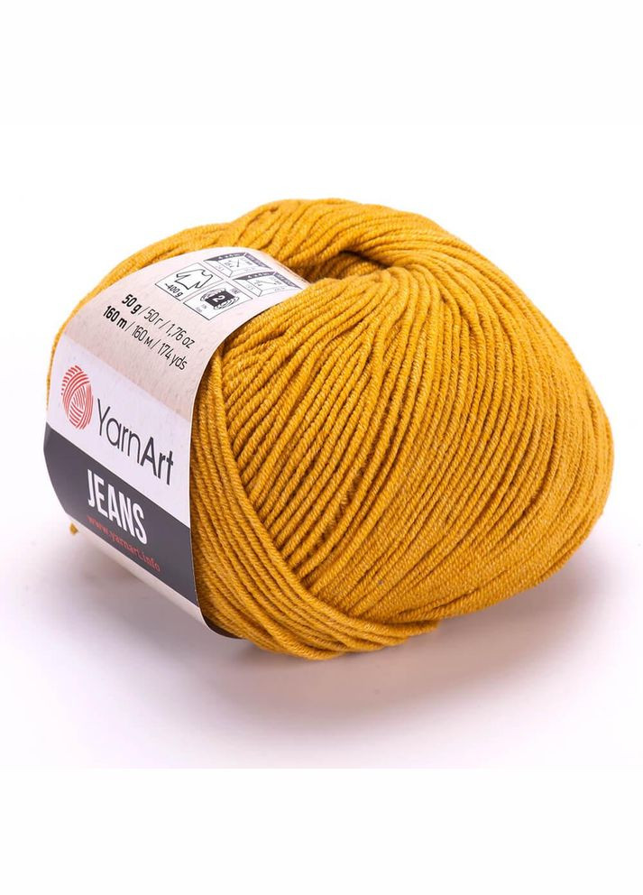 Пряжа Jeans, напівбавовна, №84 гірчична, 50 гр YarnArt (340484633)