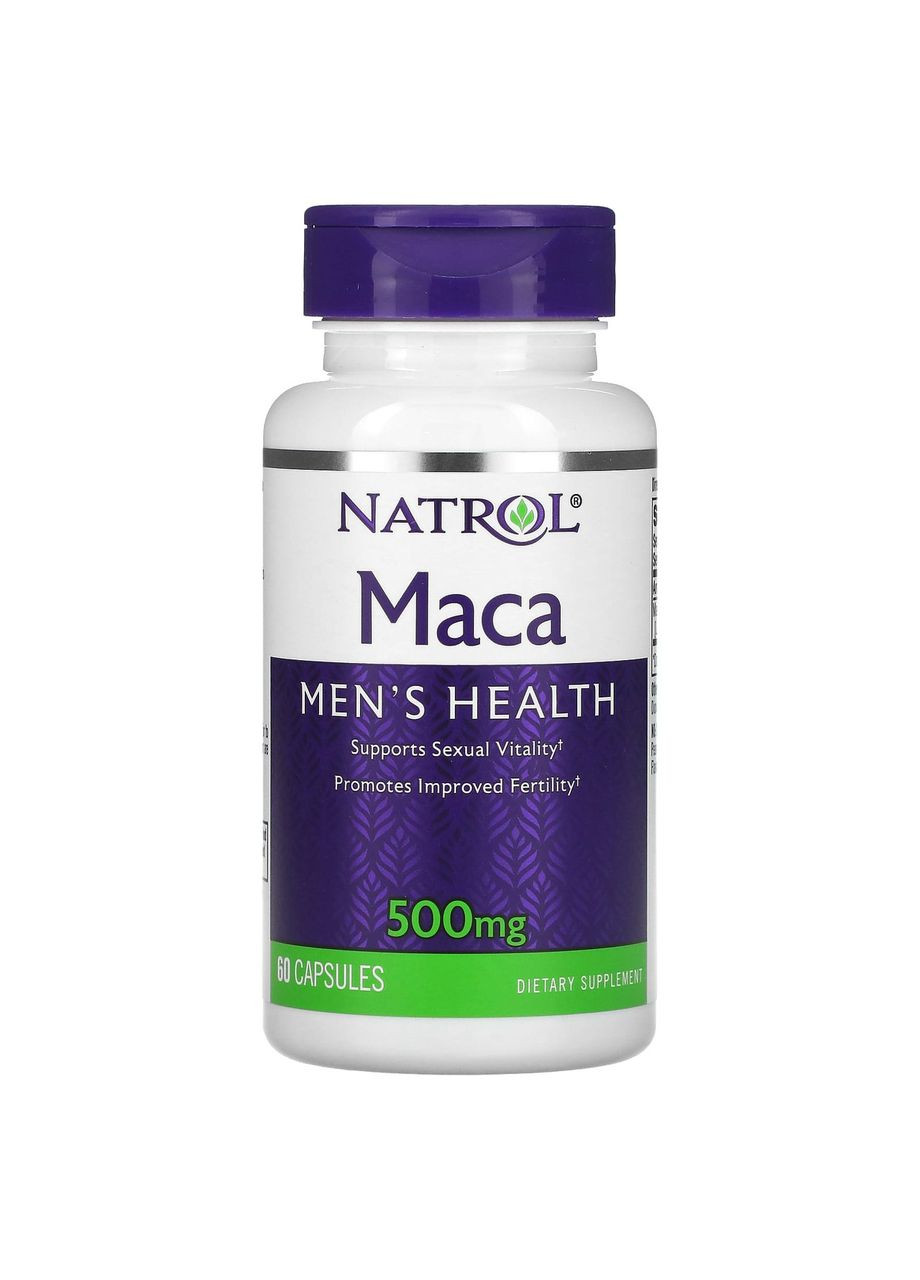 Maкa 500 мг Maca для мужского здоровья улучшает репродуктивные функции 60 капсул Natrol (277695208)