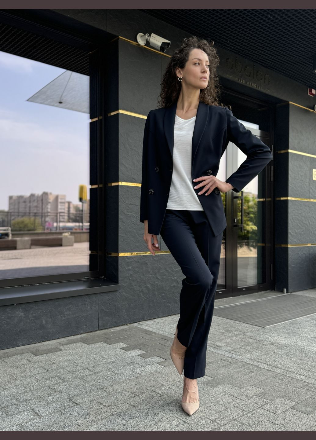 Темно-синие классические брюки с карманами 7186 Cat Orange (302653354)