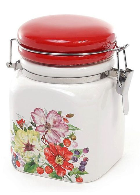 Банку для сипучих продуктів Яскраве Літо 450мл кераміка з металевою затяжкою кухонний посуд контейнер Bona (368991254)