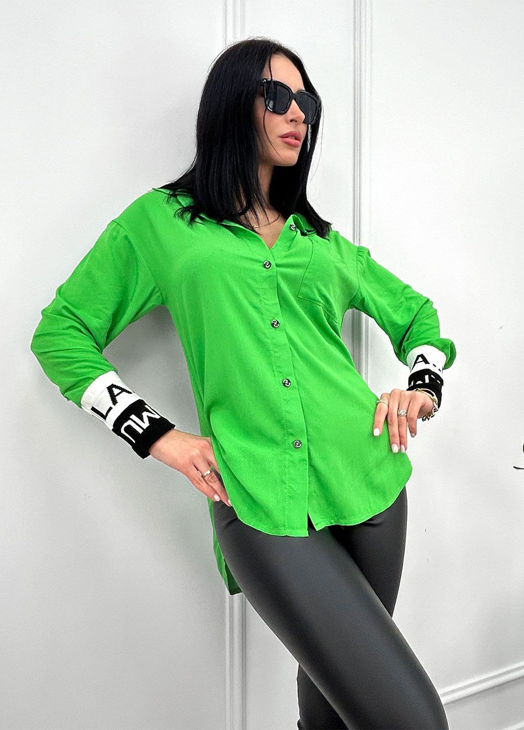 Зеленая демисезонная удлиненная женская блуза Fashion Girl Michelle