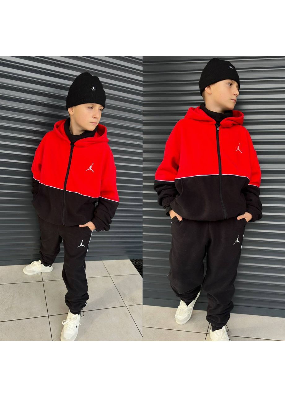 Червоний демісезонний крутезний флісовий підлітковий костюм 🔥зимній двосторонній полірований фліс полар No Brand