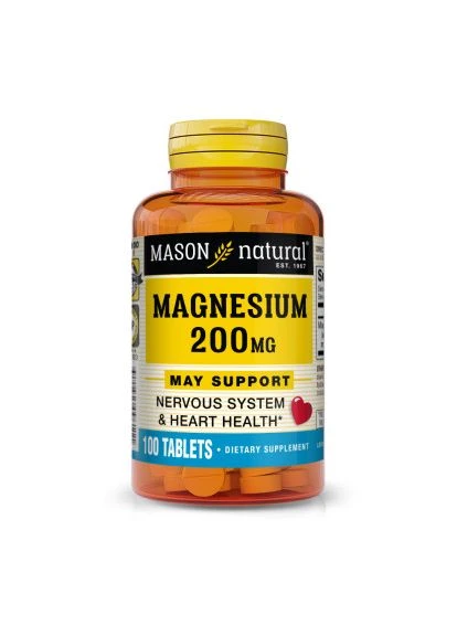 Минералы Магний, 200 мг, Magnesium, 100 таблеток (MAV09611) Mason Natural (395710896)