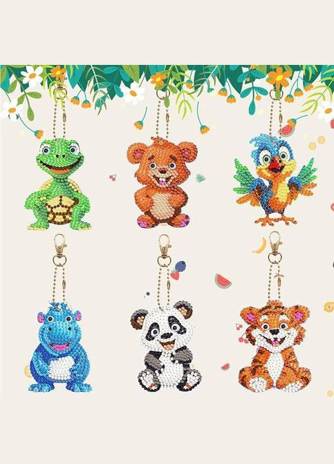 Набір брелків для алмазної мозаїки Тваринки 6шт ColorArt (300579297)