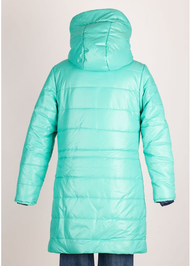 Бірюзова зимня куртка зимова подовжена для дівчинки Одягайко