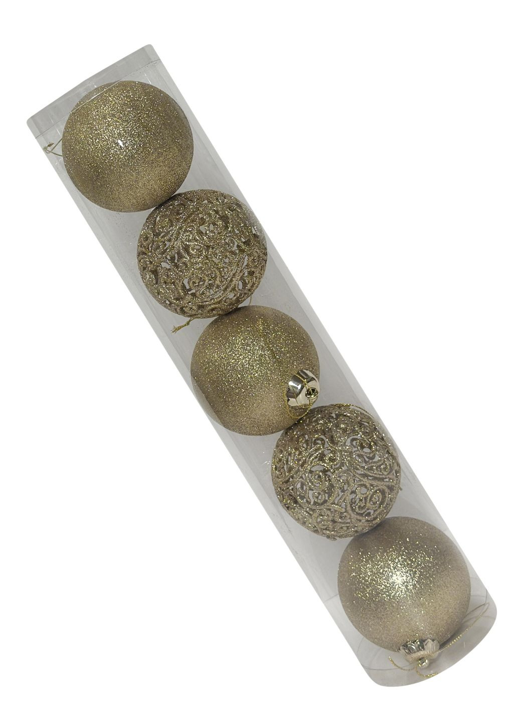 Новогодний набор ёлочных шаров №57 ажурные золотые и золотые d80 mm 5 шт MIS LT (365627292)