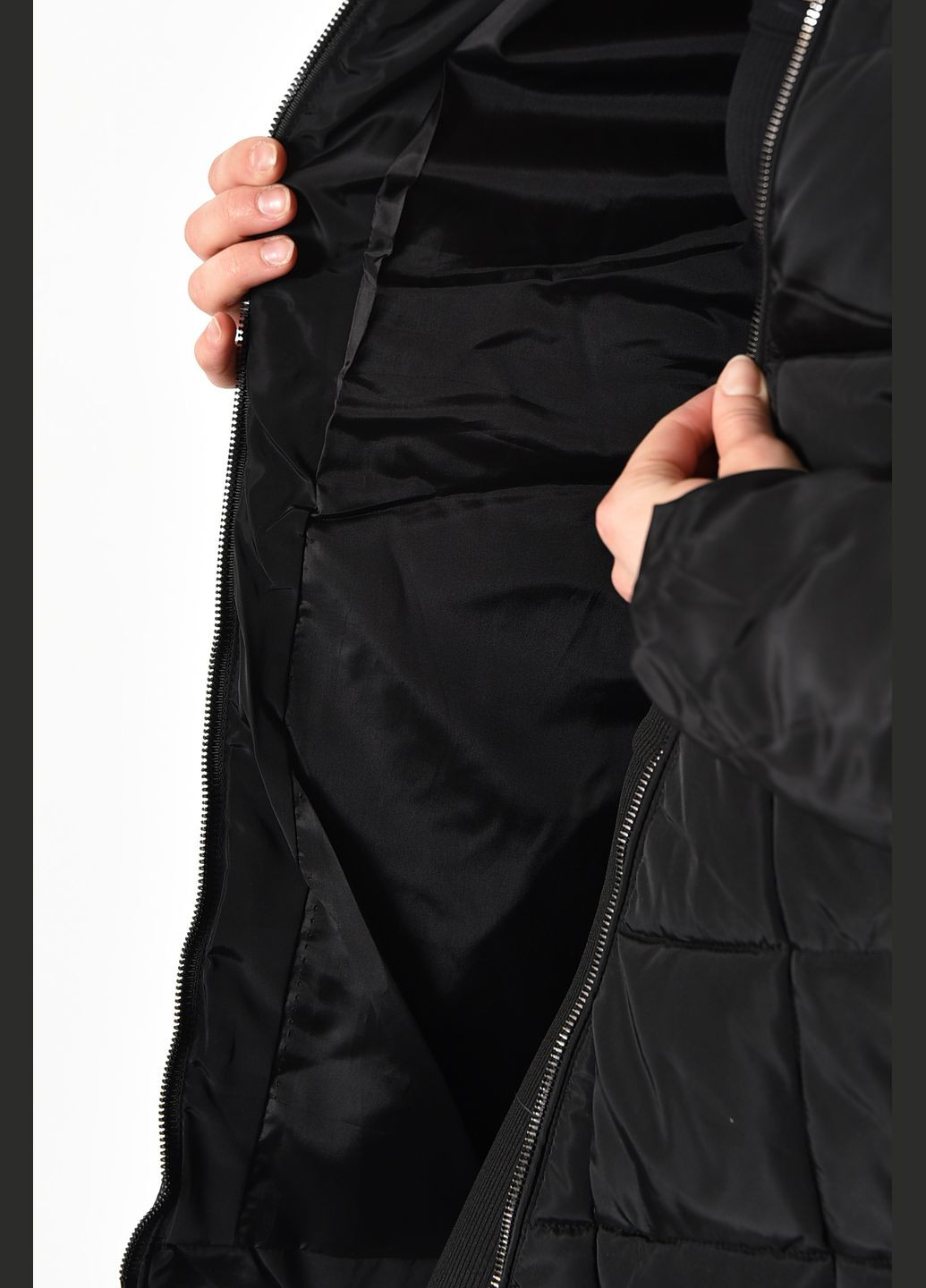 Черная зимняя куртка женская еврозима черного цвета Let's Shop