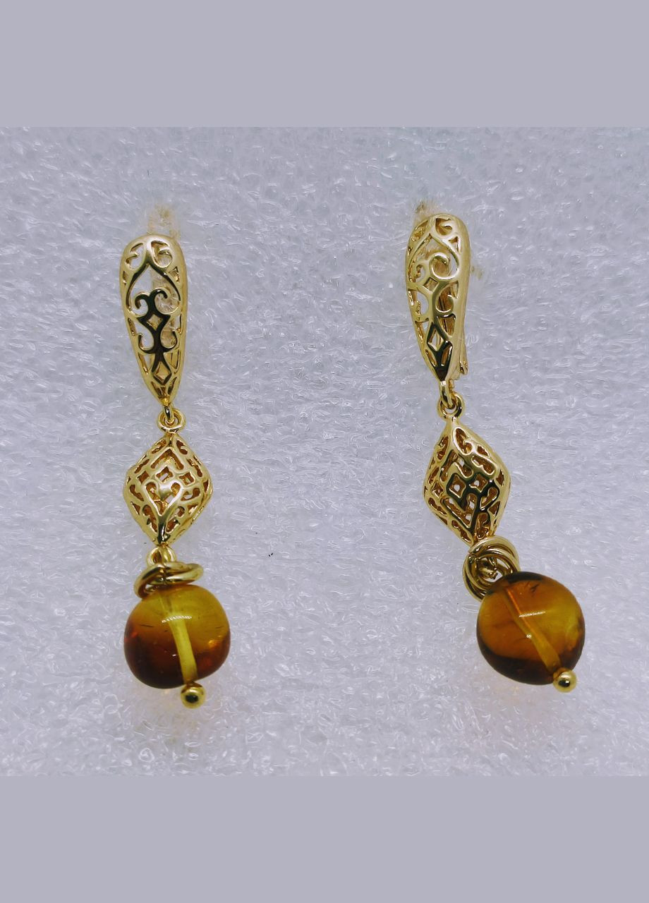 Сережки 3117 з натуральним бурштином MINOV (312018822)