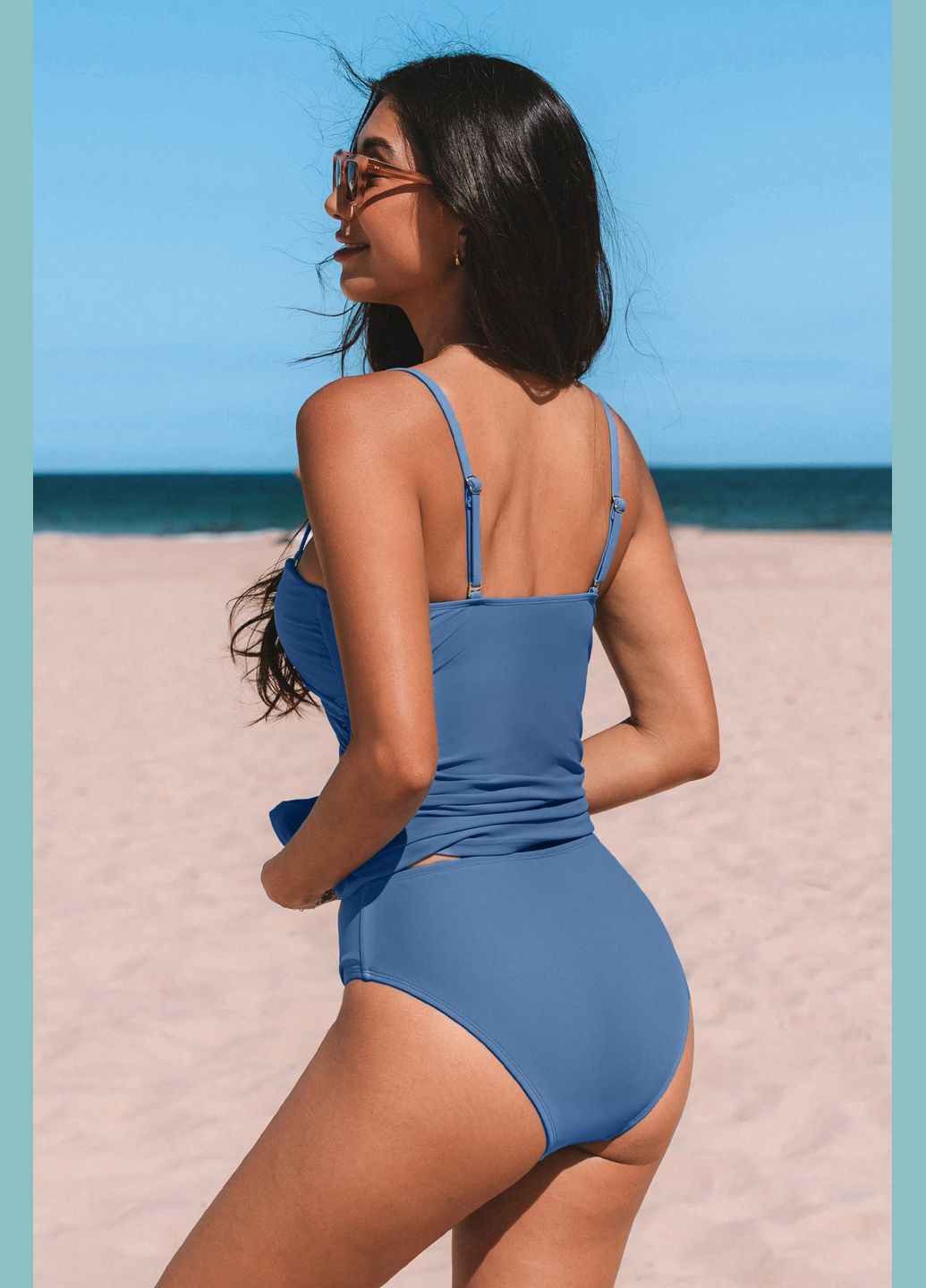 Синие купальные трусики однотонные CUPSHE