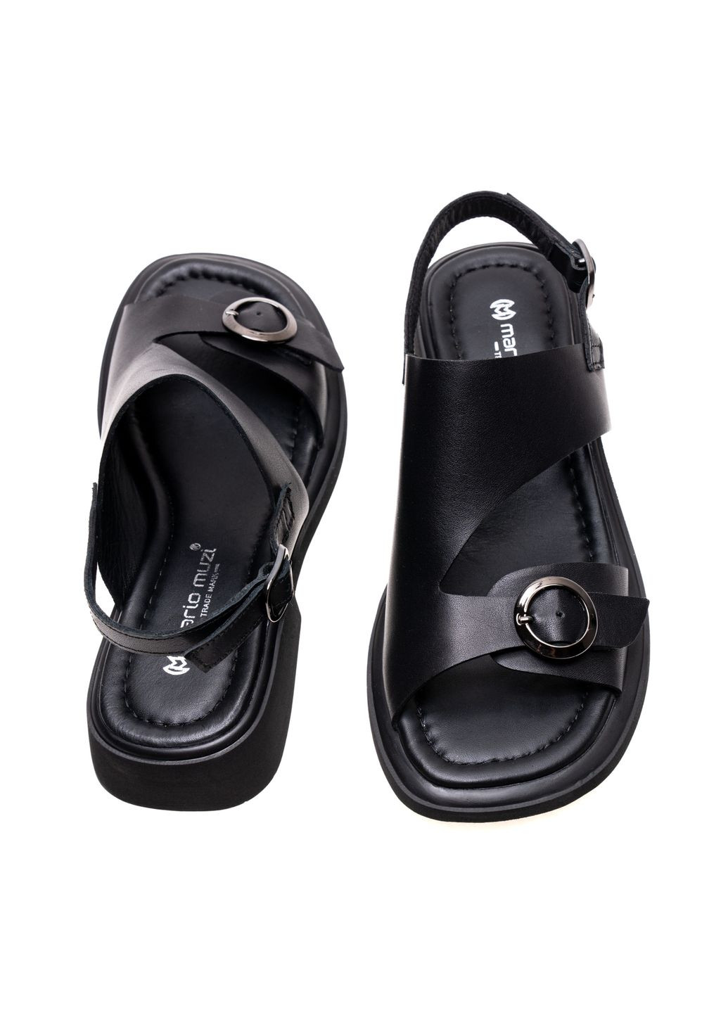 Черные босоножки 01613 черные Mario Muzi с ремешком