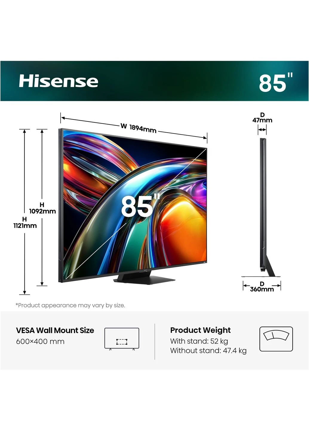 Телевизор HISENSE 85UR9S жидкокристаллический No Brand (400112883)