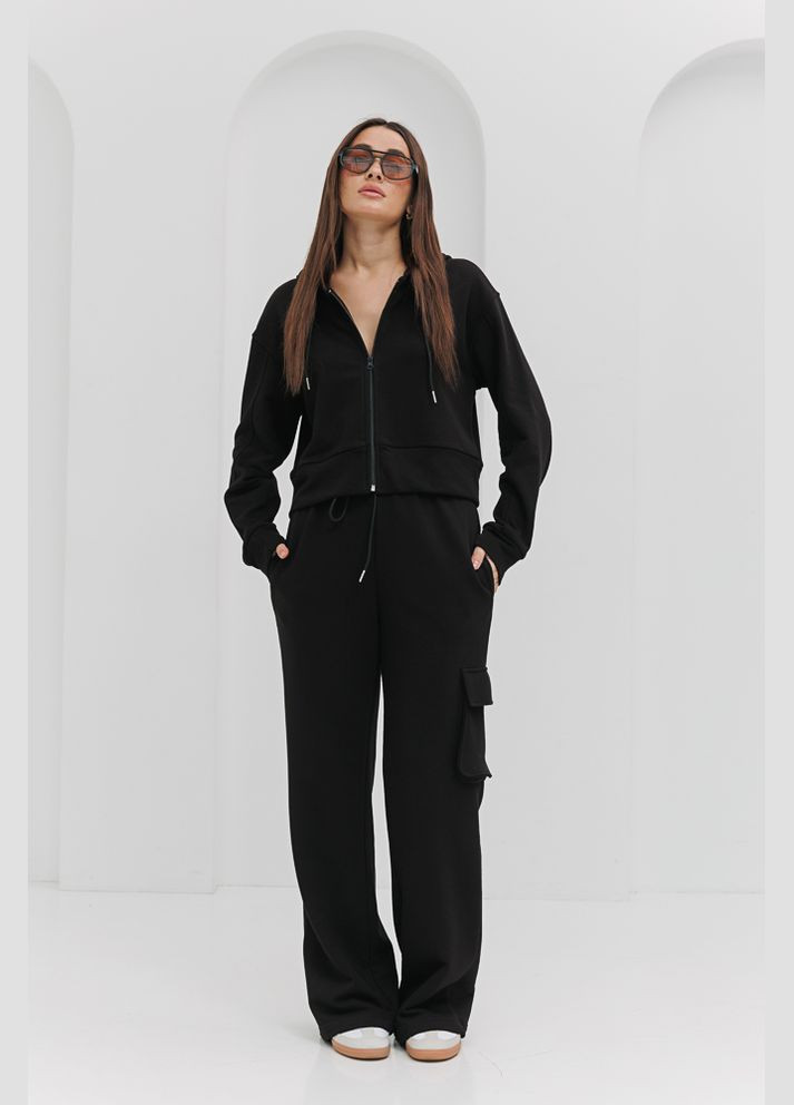 Спортивний жіночий костюм чорний з худорлявої на блискавці Arjen (289787488)