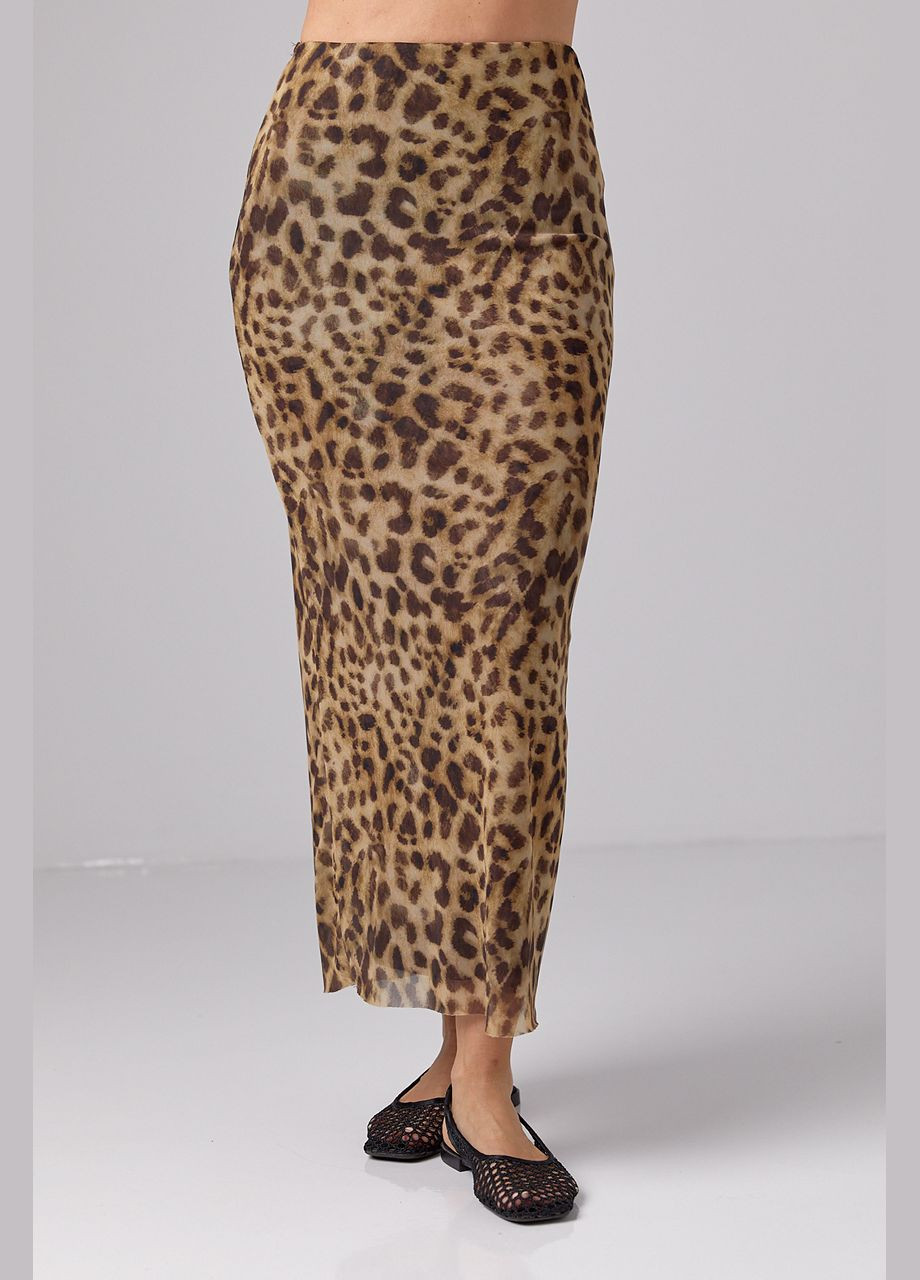 Коричневая офисная, повседневный, вечерний леопардовая юбка Liton