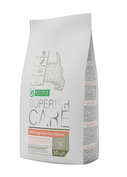Сухой корм Superior Care White Dogs Grain Free Adult Small and Mini Breeds Salmon 10 кг Nature's Protection (362023441)