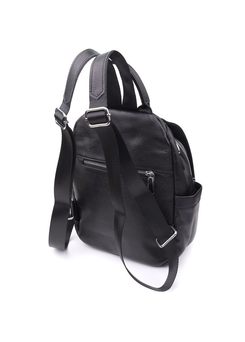 Компактний жіночий рюкзак з натуральної шкіри з безліччю кишень Vintage чорний No Brand (352167650)
