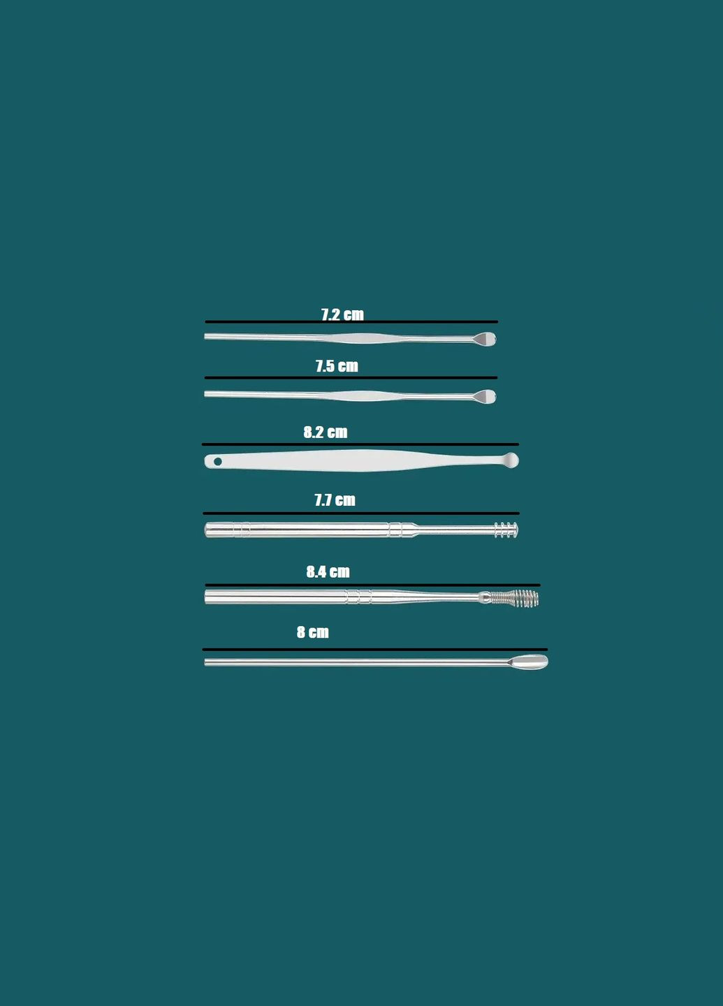 Портативний набір з 6 інструментів для чищення вух (NS0029) No Brand (315885343)