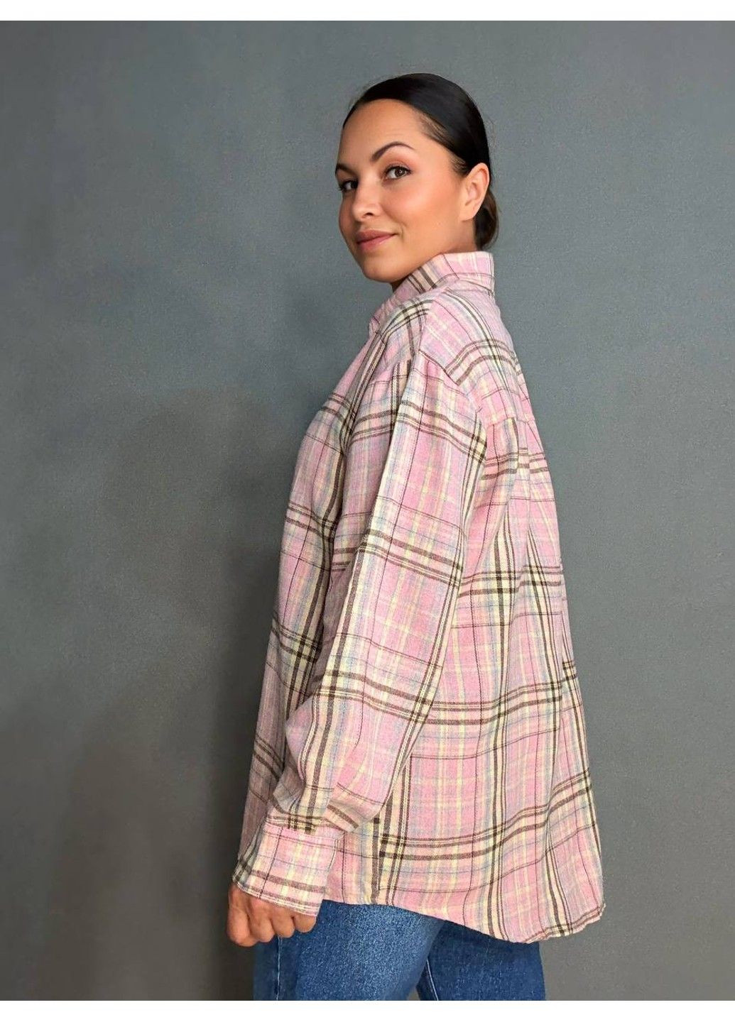 Сорочка жіноча Baoyu 225-1 в клітинку оверсайз фланель No Brand (346331462)