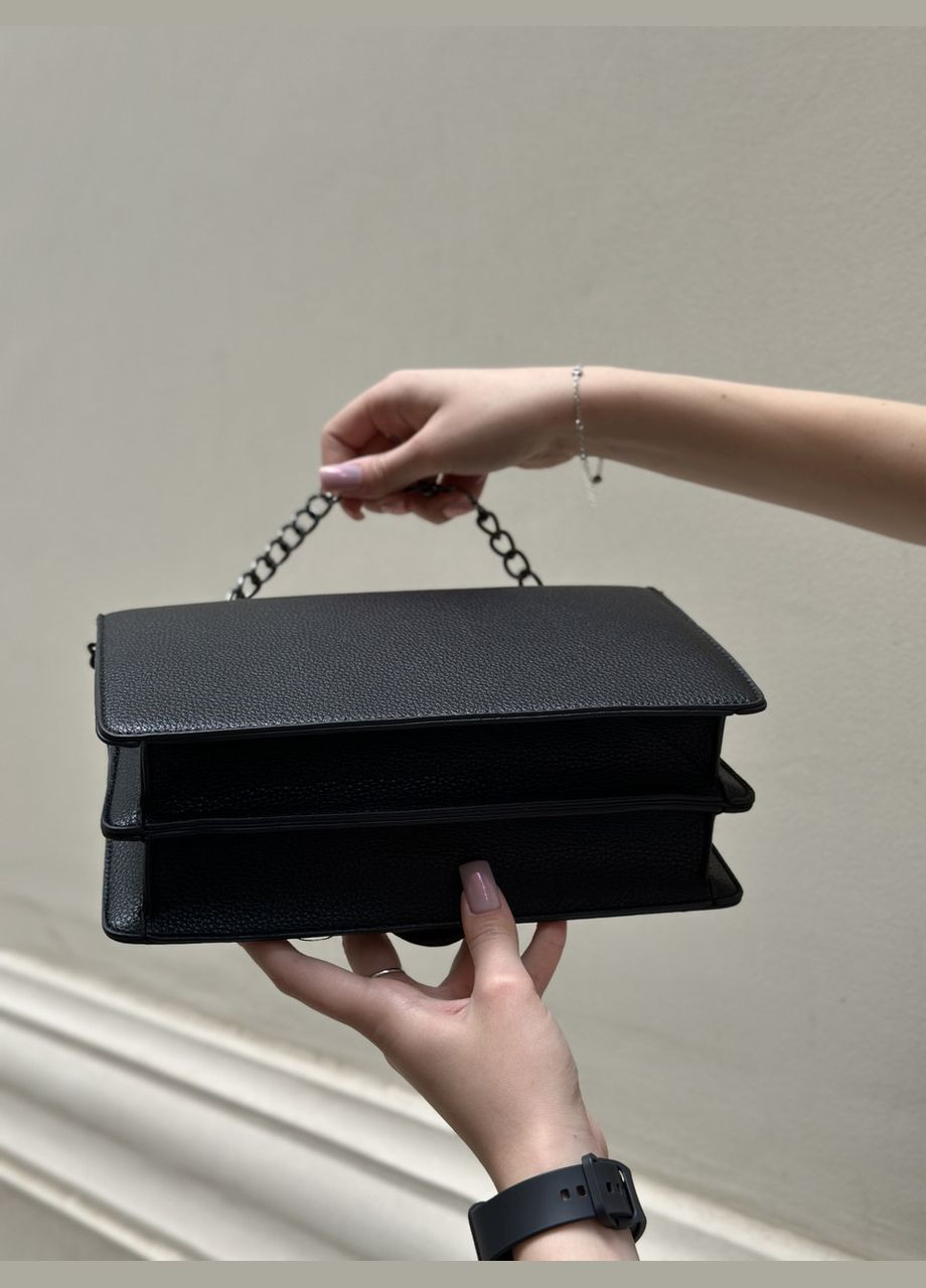 Женская черная классическая сумка 5854 кросс-боди с железной подковой No Brand (299279264)