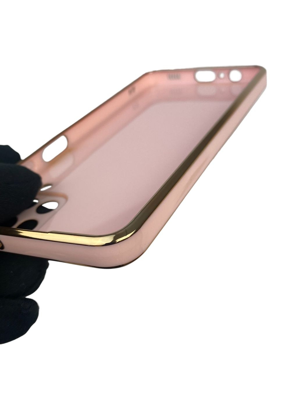 Чохол для Galaxy A12 (SM-A127F) глянцевий із захистом камери із золотою окантовкою на самсунг а12 пудровий gs1 Samsung (366232960)