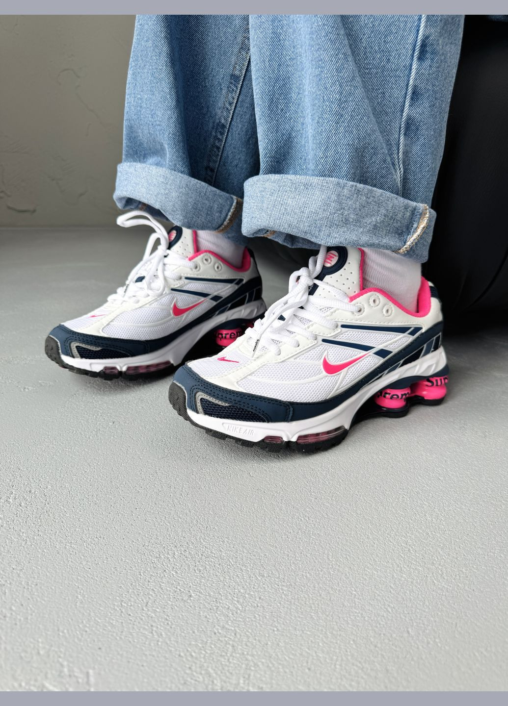 Кроссовки женские Nike Shox Ride 2 SP Supreme White Blue Pink |Найк Шокс Райд белые No Brand белые демисезоны (341089780)