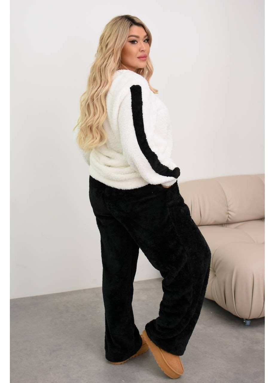 Чорна всесезон тепла піжама з махри — заміри в описі світшот + брюки GD/GL Модний простір