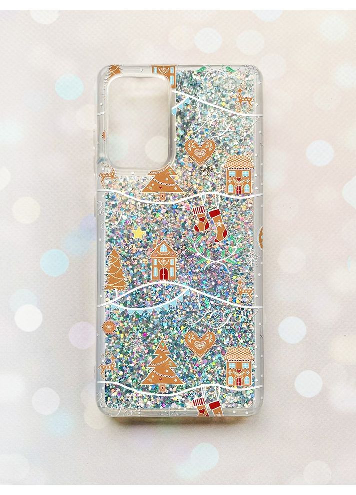 Чохол з плаваючими блискітками на Samsung Galaxy A52 (A525) Срібний:: Фон Різдво (принт 201) Creative (362969301)