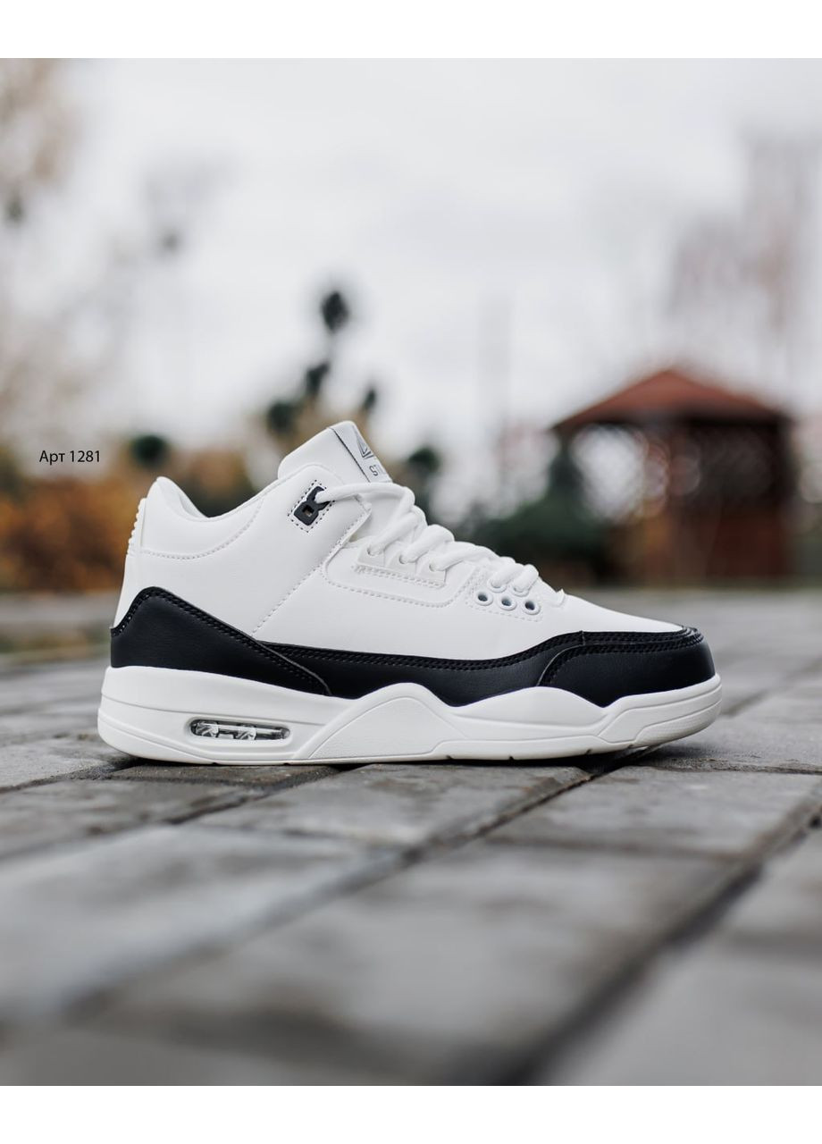 Черно-белые зимние мужские кроссовки No Brand