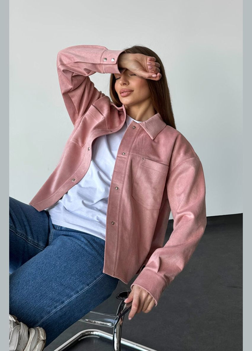 Розовая кэжуал рубашка однотонная Reload с длинным рукавом