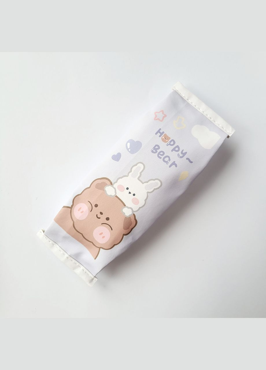 Пенал в форме пакета с мишкой фиолетовый Happy Bear из искусственной кожи No Brand (320916986)