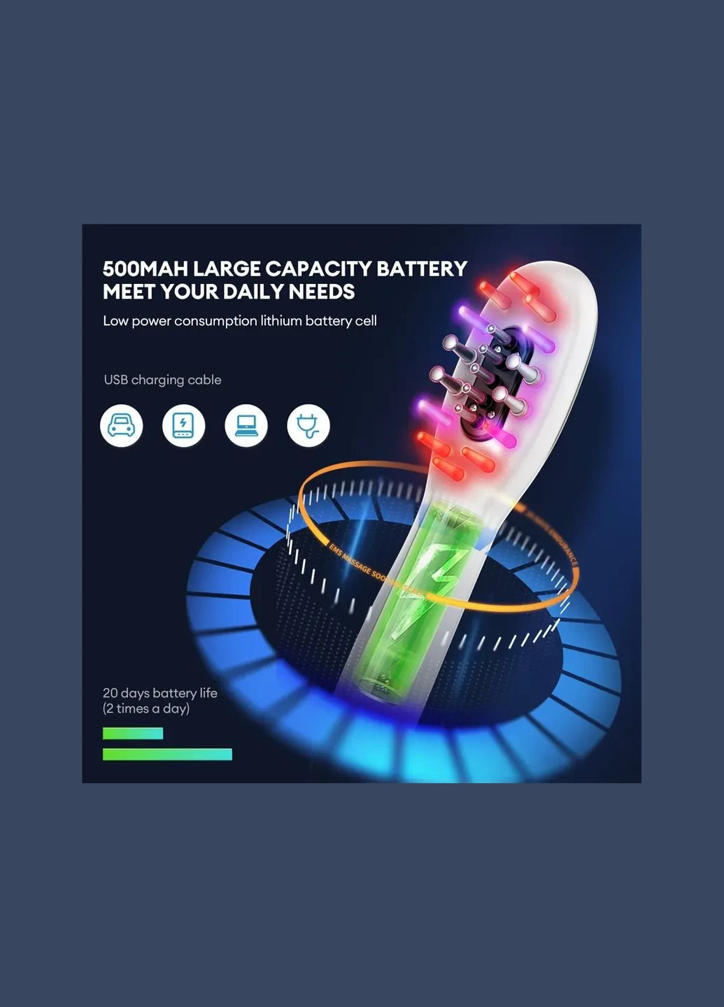 Электрическая массажная расческа с вибрацией и EMS против выпадения волос для усиления роста волос CkeyiN (296756842)