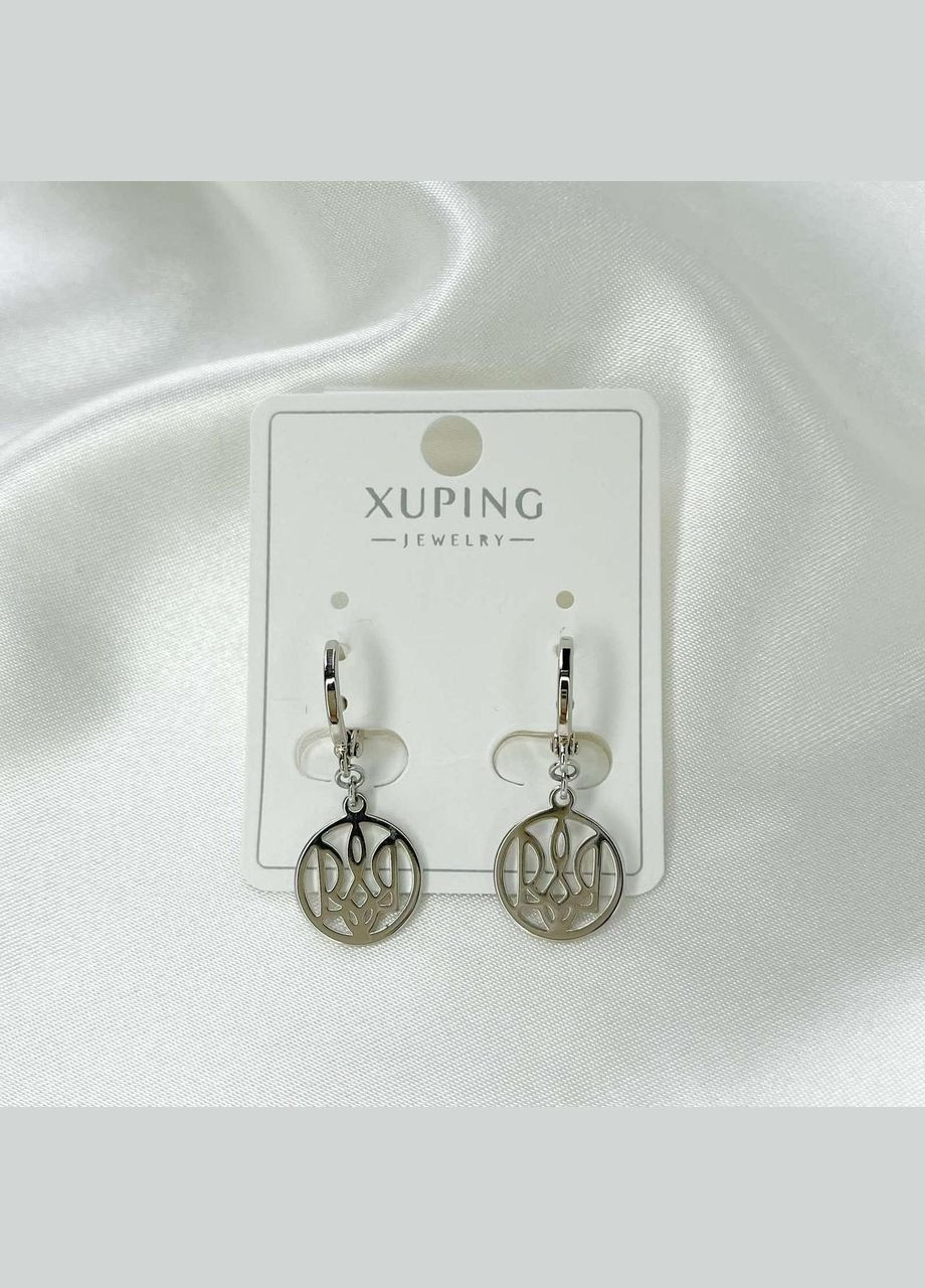 Серьги родий Xuping Ювелирная бижутерия Конго Герб трызуб 28 мм S15181 Xuping Jewelry (338434572)