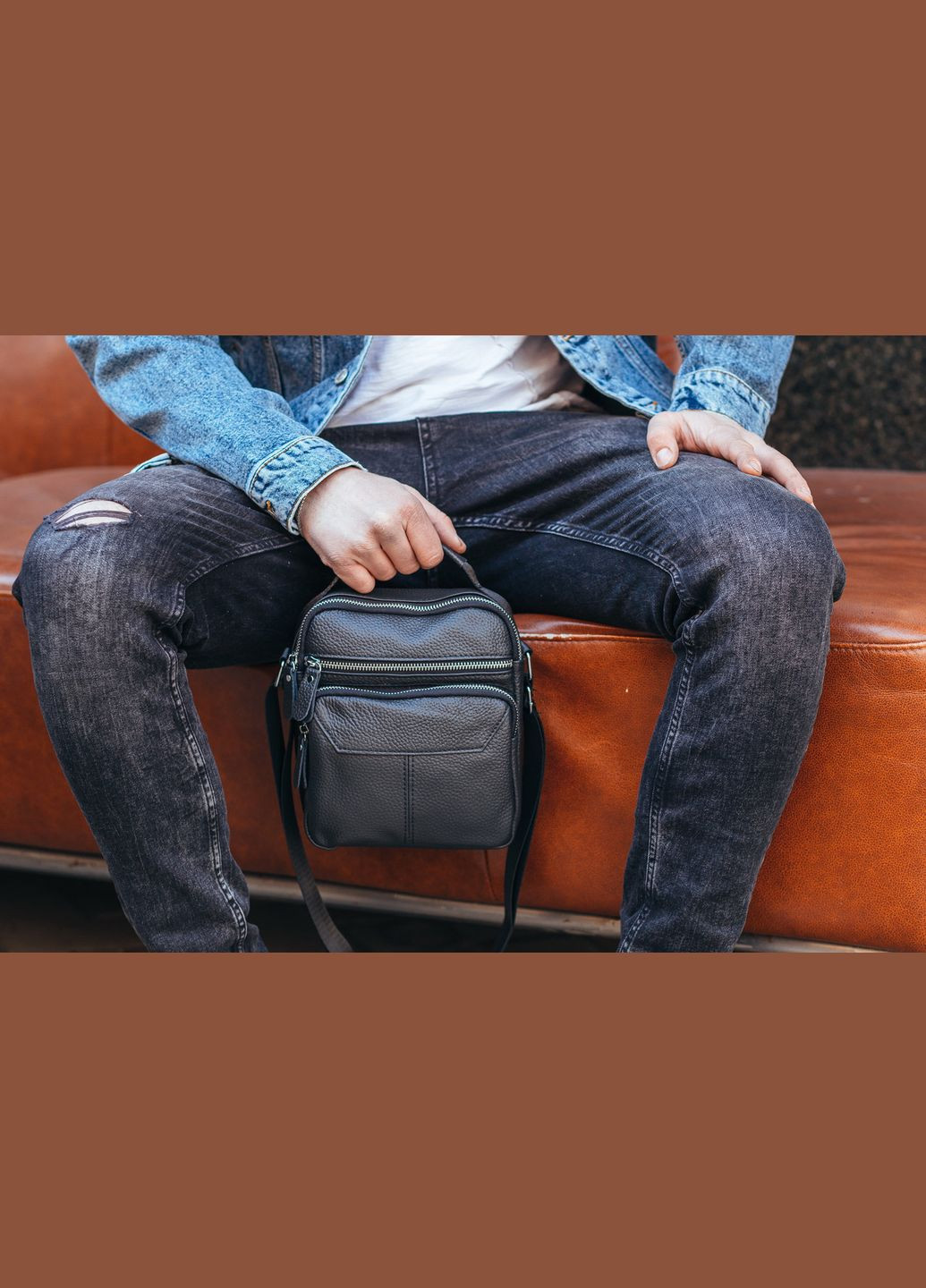 Чоловічий шкіряний чорний месенджер через плече Tiding Bag (302390950)