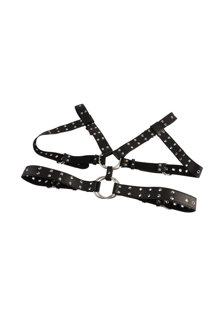 Портупея-бондаж BEHAVE! Luxury Fetish с декоративными заклепками, черная Chisa (338423234)