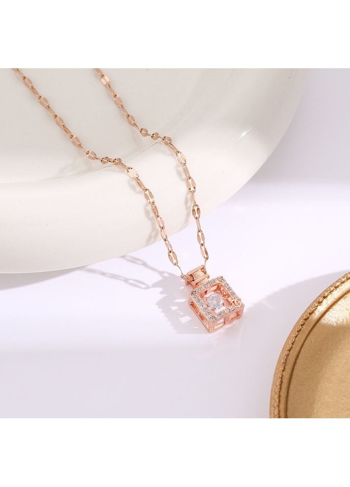 Жіночий кулон Флакон парфумів зі стразами, стильна підвіска на ланцюжку Парфуми (рожеве золото) China (366874807)