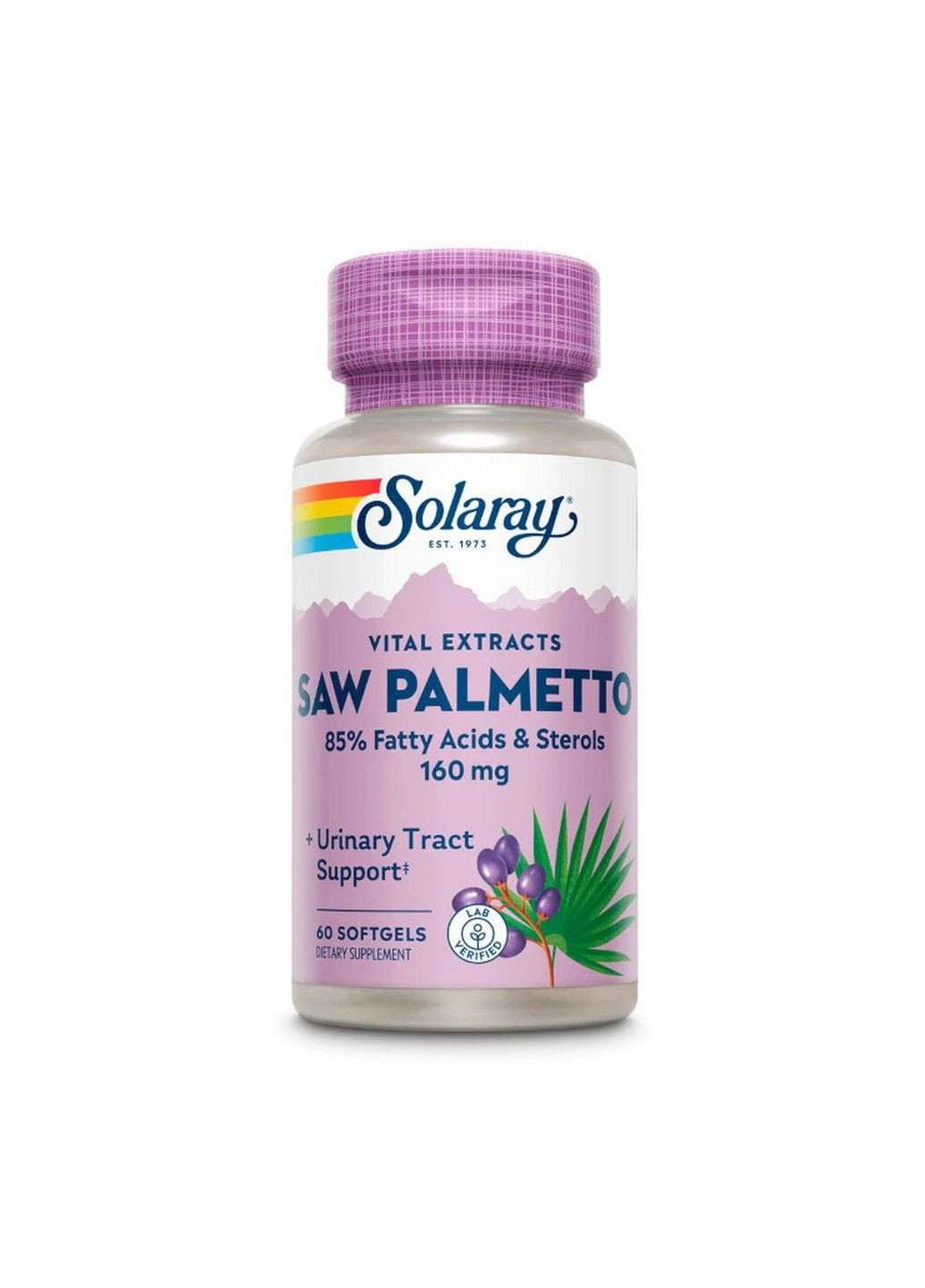 Натуральна добавка Saw Palmetto 160 mg, 60 капсул Solaray (293419904)