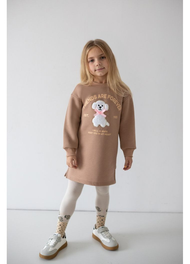 Темно-бежева сукня для дівчаток 05-2879-107н 104 см Авекстекс (368158020)