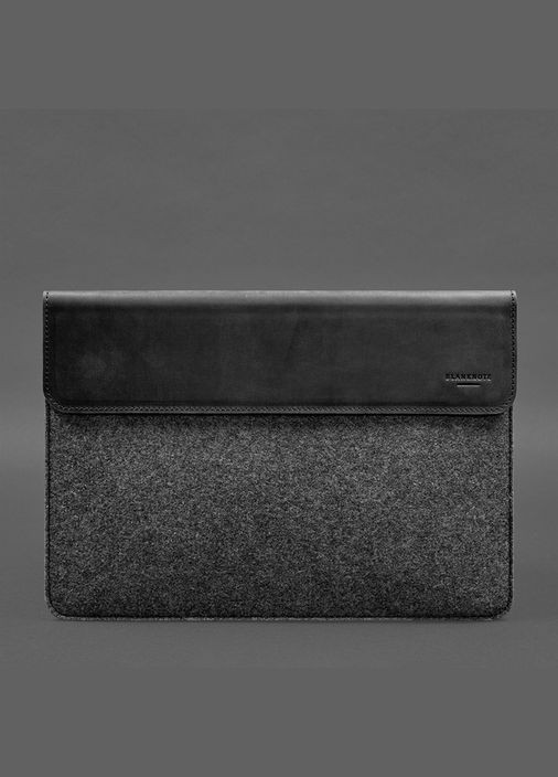 Чохол-конверт із клапаном шкіра+фетр для MacBook 14" Чорний Crazy Horse (A-028188) BlankNote (329743039)
