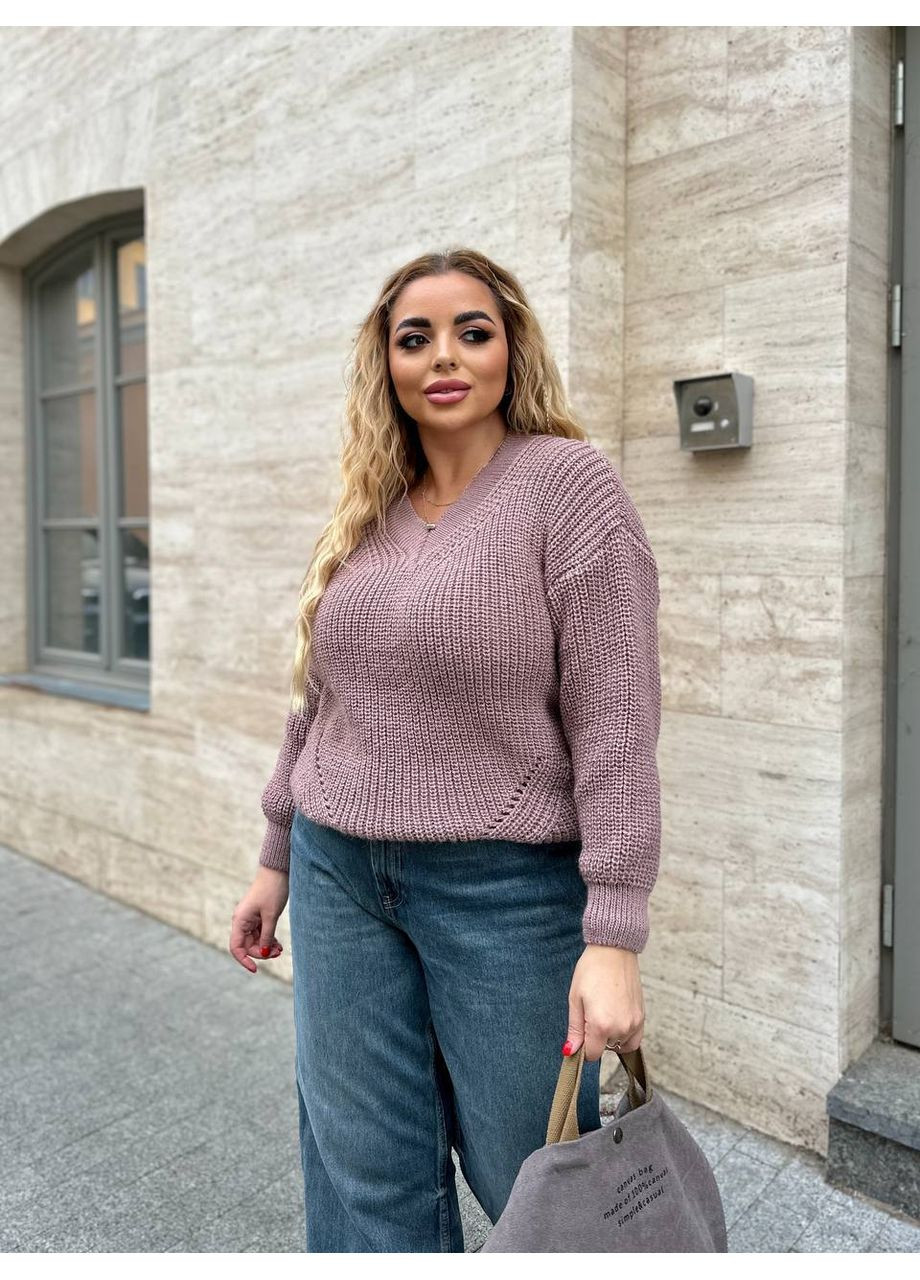 Базовый женский свитер пудрового цвета 34413 No Brand (358528701)