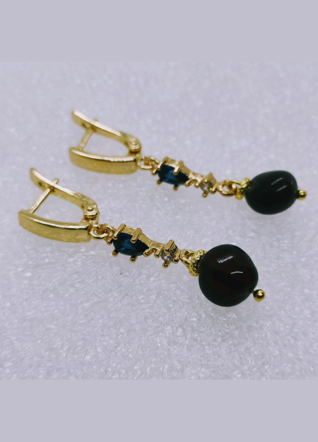 Сережки 3189 з натуральним бурштином MINOV (317271310)