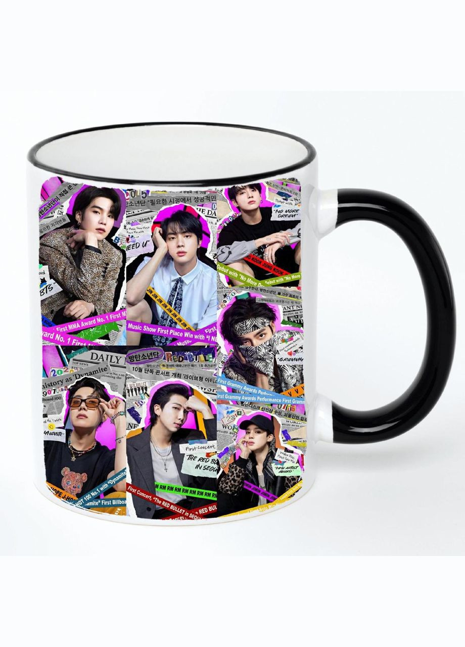 Чашка BTS K-pop #002 (кухоль, кружка) Біла з чорною ручкою 330 мл No Brand (322712534)