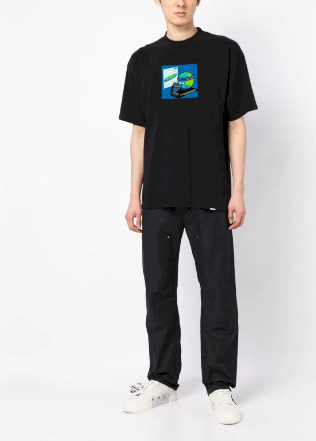 Чорна футболка oversize чоловіча чорна Trace of Space