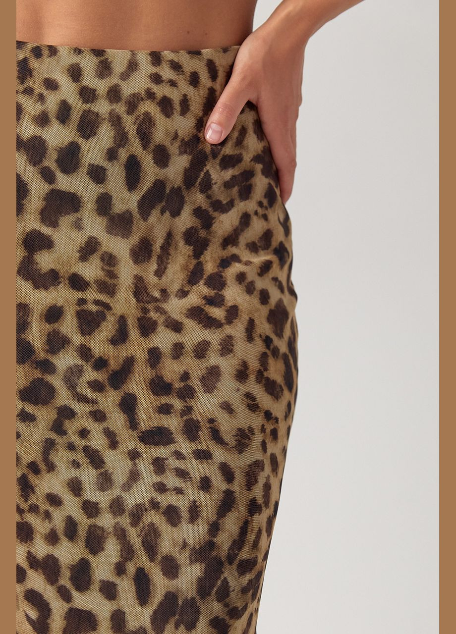 Довга леопардова спідниця із сітки коричневий колір S (sku_24118) No Brand (315796916)