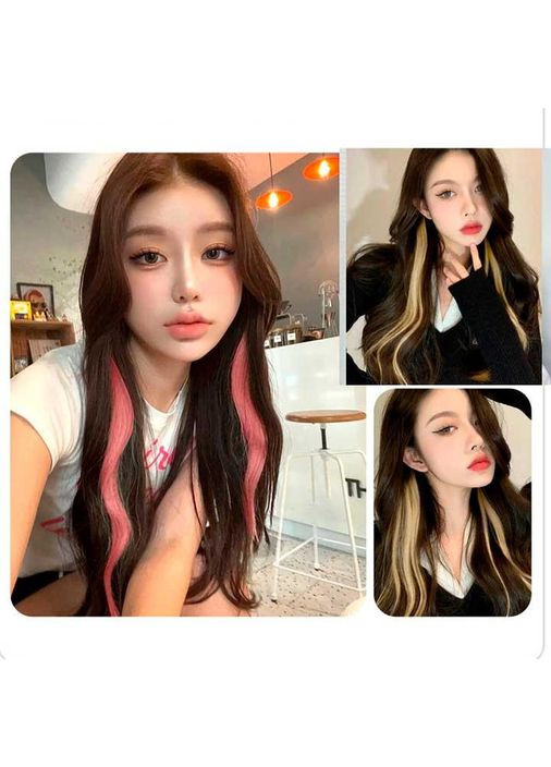 Цветная прядь волос на заколках 60 см черная Накладные волосы - (372734157)