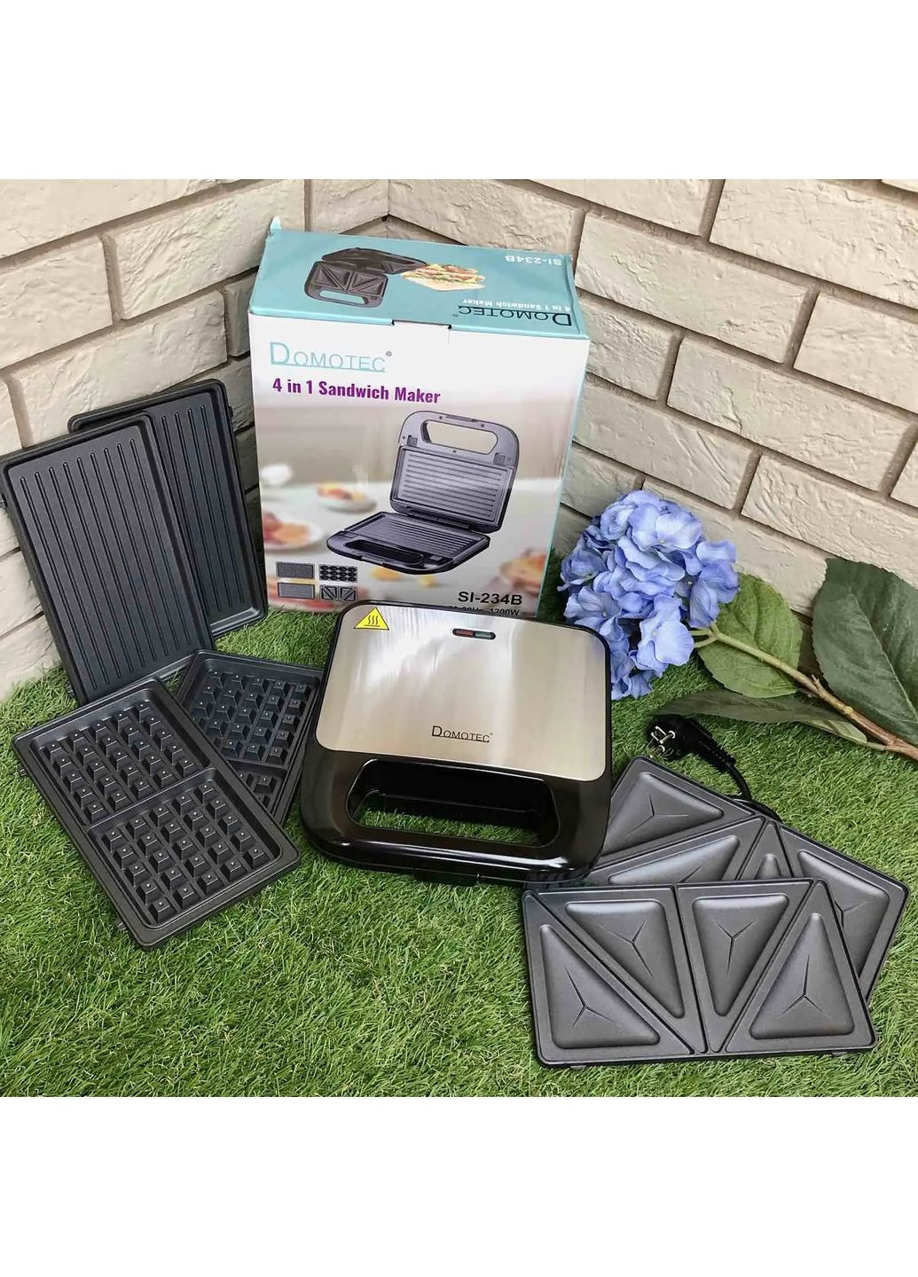 Вафельниця-сендвічниця 4в1 Domotec SI-234B 1200w Digital (363831893)