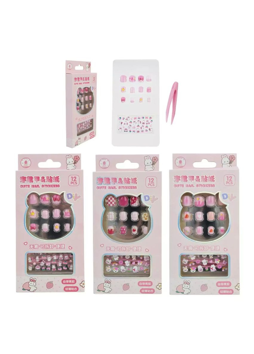 Дитяча косметика накладні нігті та наклейки DIY NL104 Цена за 12 штук No Brand (362438031)