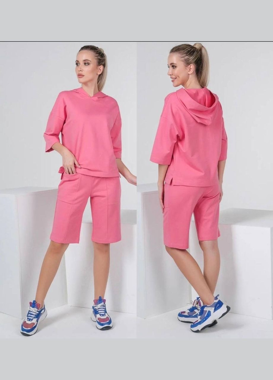 Жіночий костюм двійка з шортами колір рожевий р.42/44 453620 New Trend (286330115)