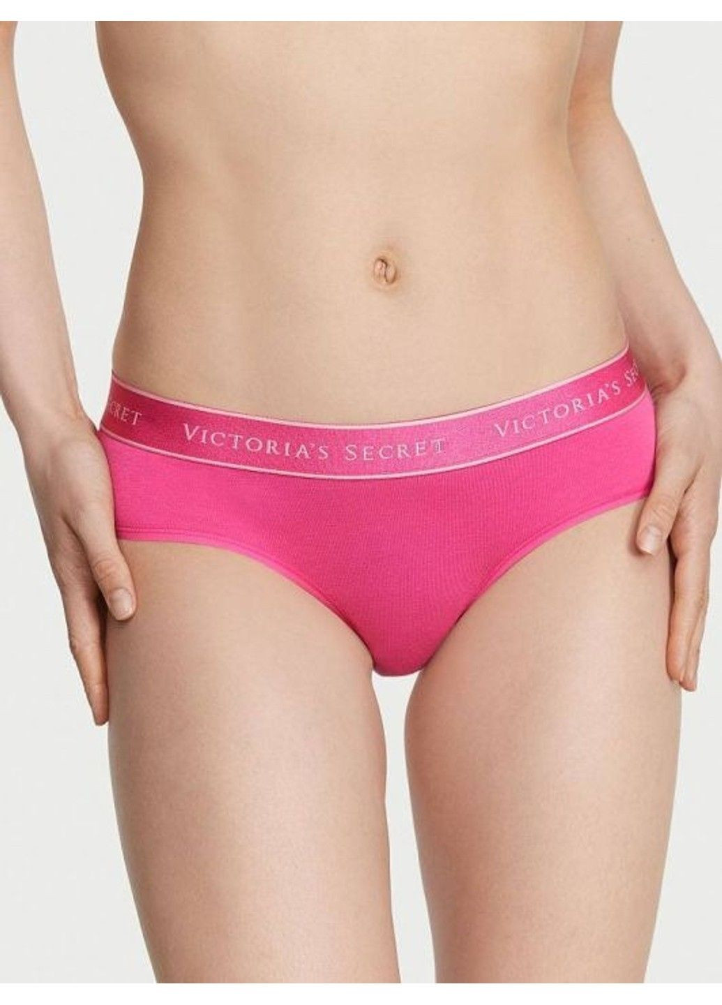 Хлопковые Трусики Logo Cotton Hiphugger Panty Pure Pink Victoria's Secret (317788496)