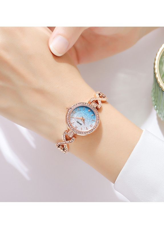 Часы 2001BU Blue женские золотистые с кварцевым механизмом и водонепроницаемостью 30 метров ProDobro (367264573)